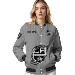 customized los angeles kings claw streak grey varsity jacket best selling