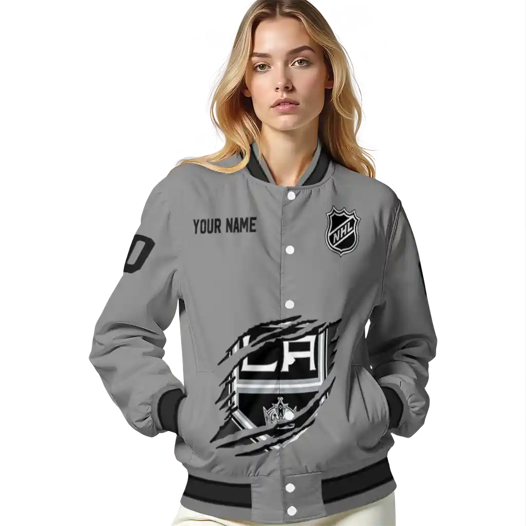 customized los angeles kings claw streak grey varsity jacket latest model customized los angeles kings claw streak grey varsity jacket latest model
