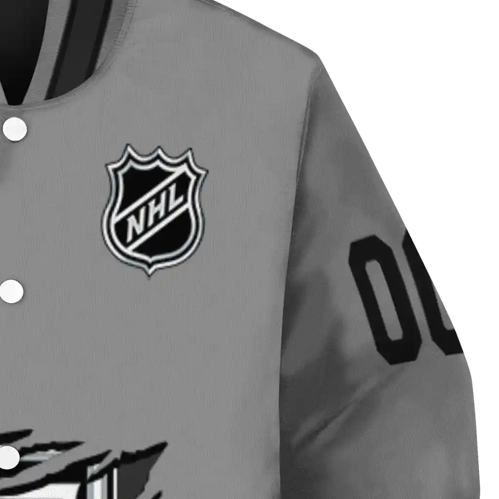 customized los angeles kings claw streak grey varsity jacket premium grade customized los angeles kings claw streak grey varsity jacket premium grade