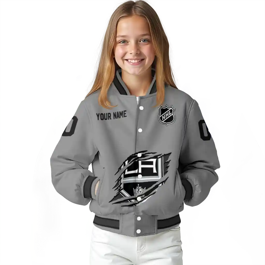 customized los angeles kings claw streak grey varsity jacket top rated customized los angeles kings claw streak grey varsity jacket top rated