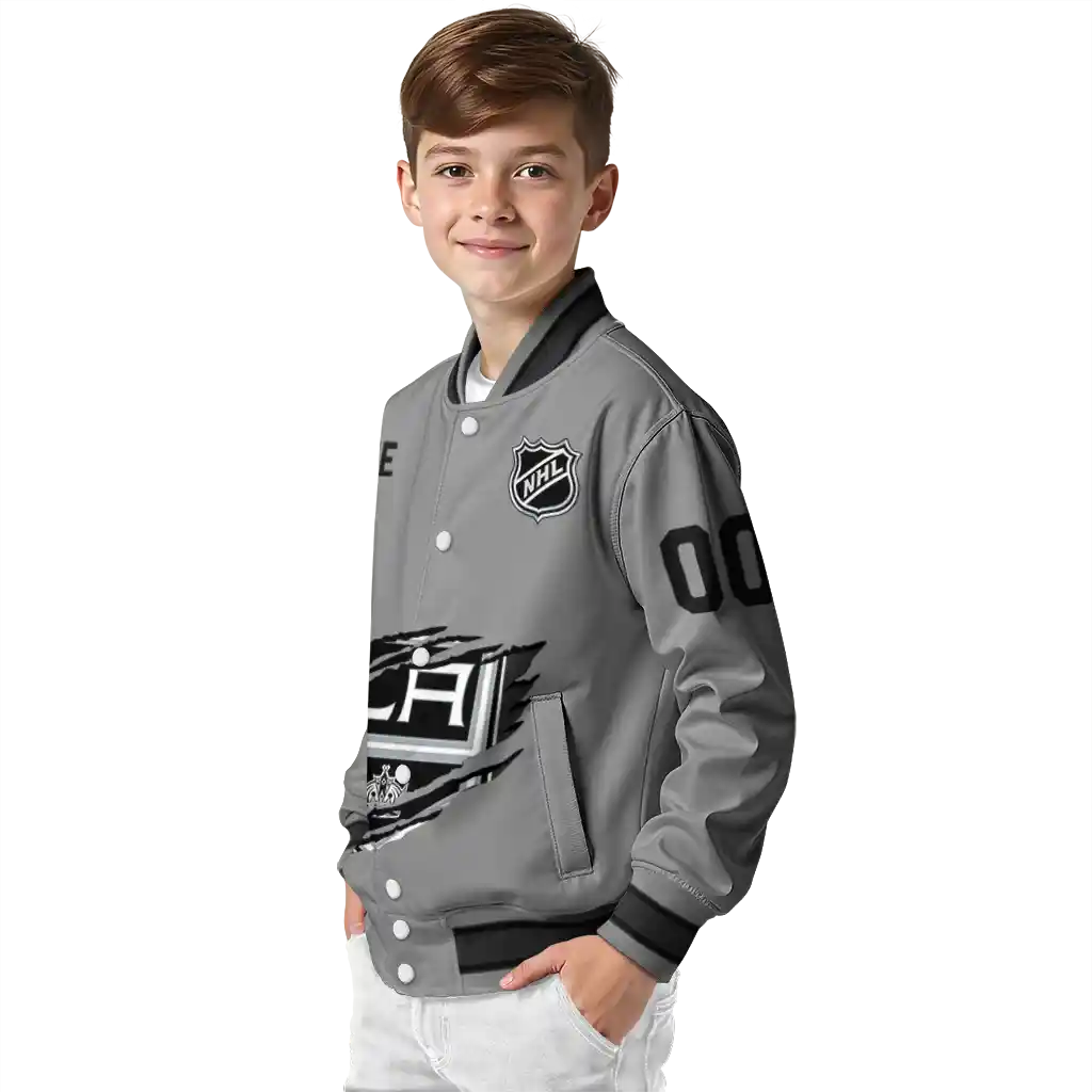 customized los angeles kings claw streak grey varsity jacket trendy customized los angeles kings claw streak grey varsity jacket trendy