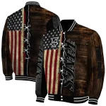 customized los angeles kings flag wood brown varsity jacket best selling