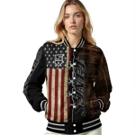 customized los angeles kings flag wood brown varsity jacket best selling