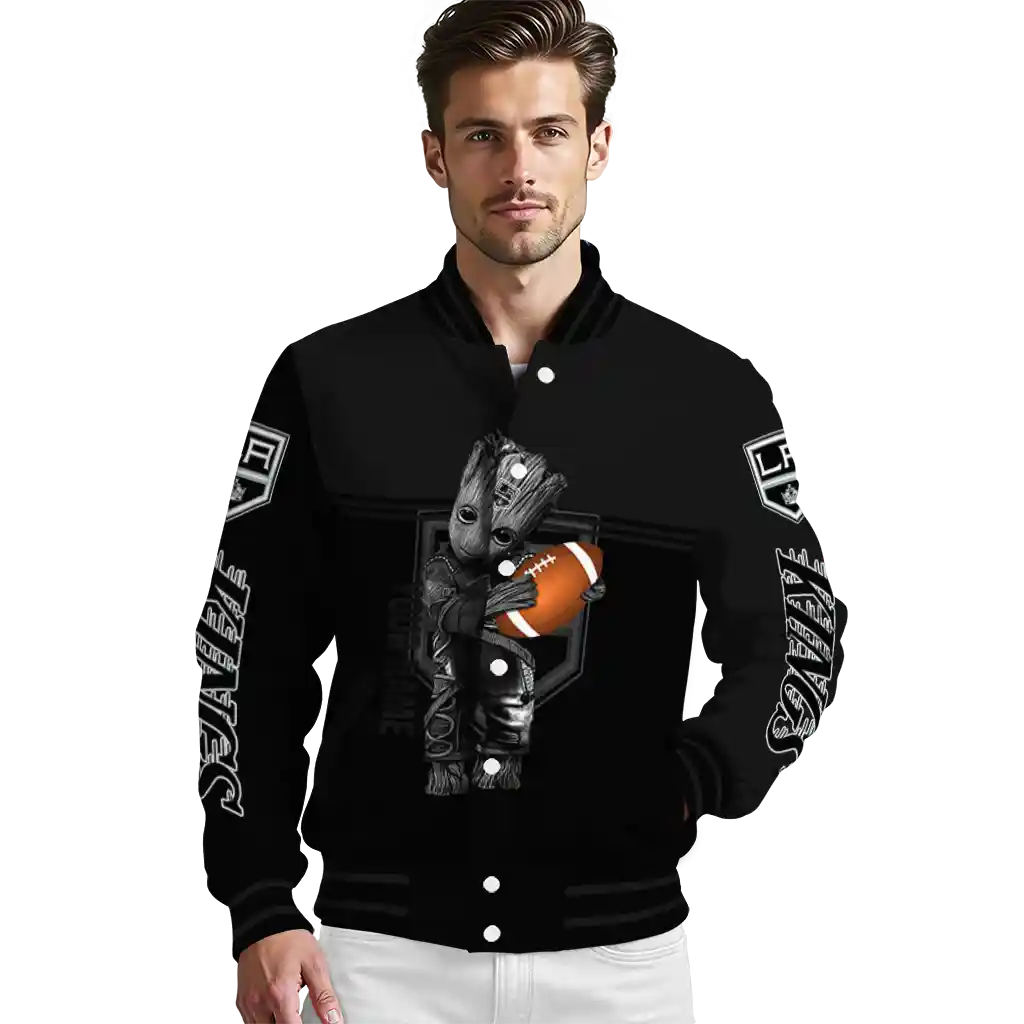 customized los angeles kings groot football black varsity jacket high quality customized los angeles kings groot football black varsity jacket high quality