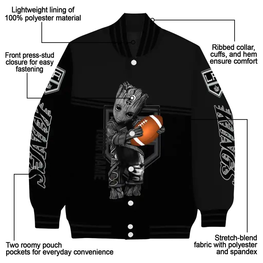 customized los angeles kings groot football black varsity jacket new arrival customized los angeles kings groot football black varsity jacket new arrival