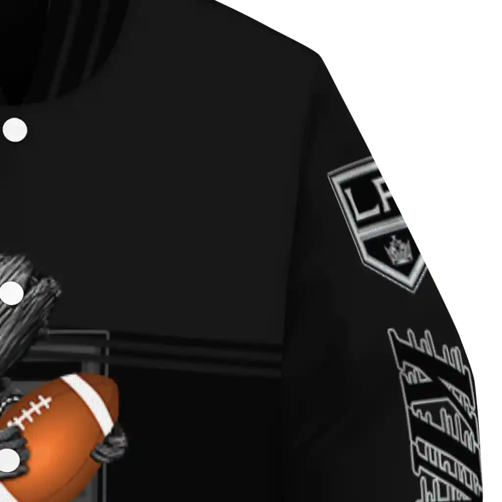 customized los angeles kings groot football black varsity jacket premium grade customized los angeles kings groot football black varsity jacket premium grade