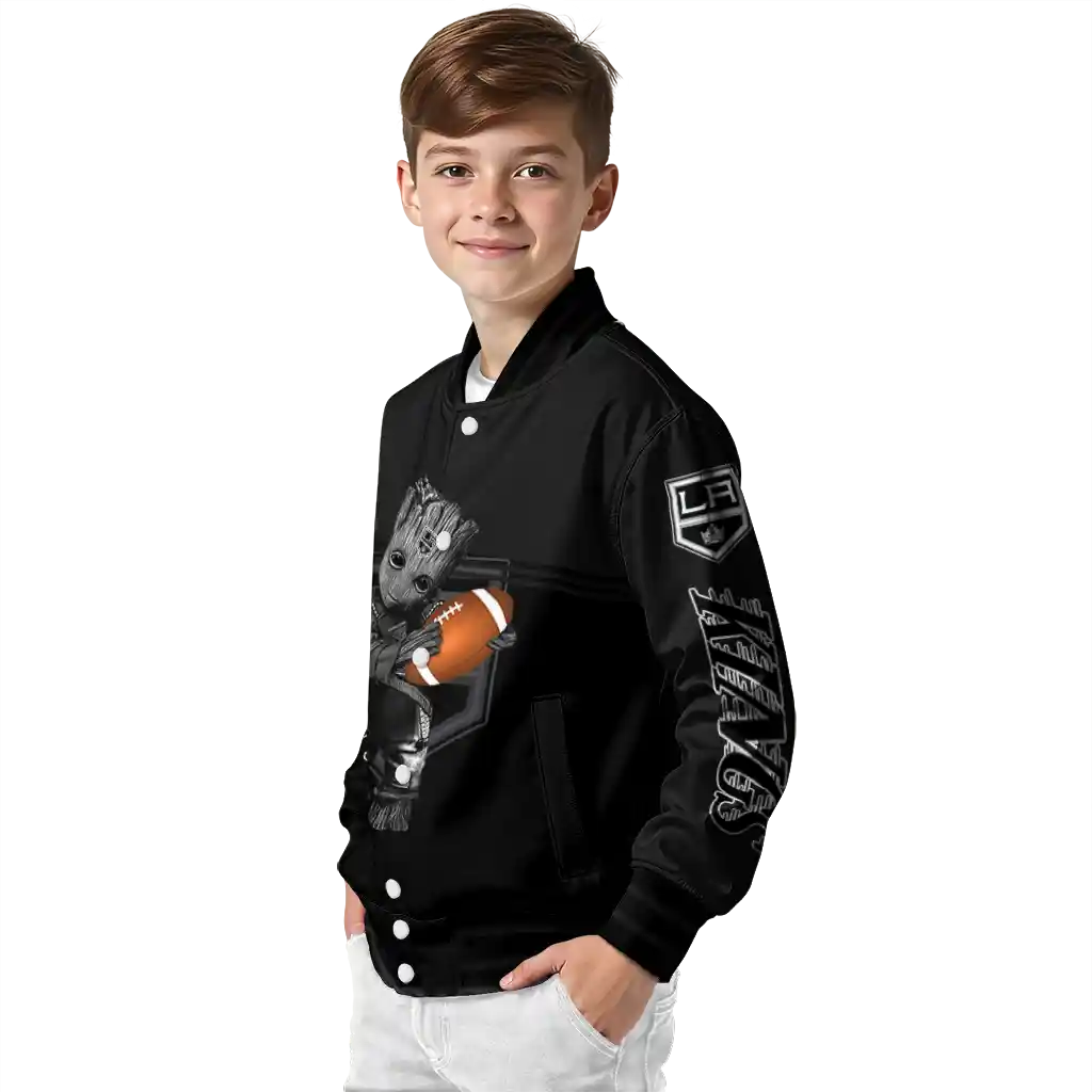 customized los angeles kings groot football black varsity jacket trendy customized los angeles kings groot football black varsity jacket trendy