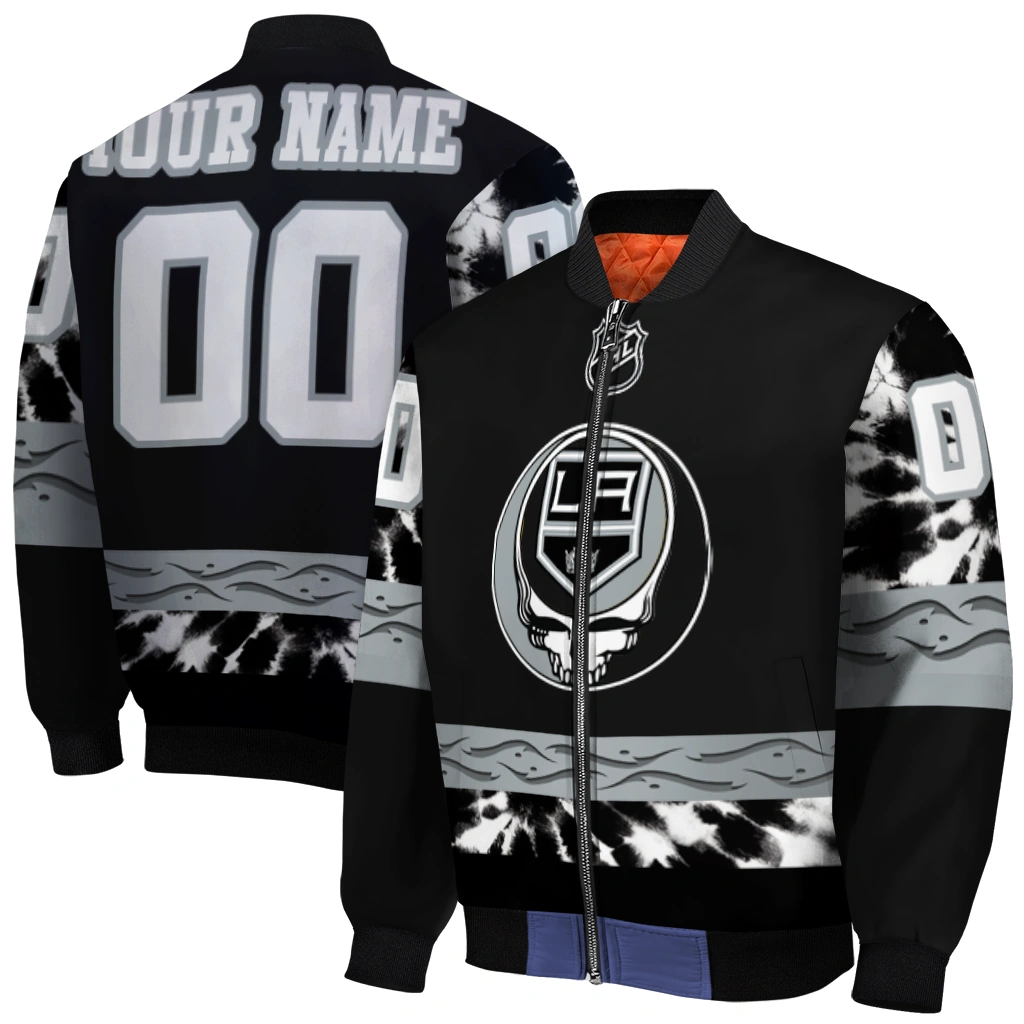 customized los angeles kings skull stripe black bomber jacket best selling customized los angeles kings skull stripe black bomber jacket best selling
