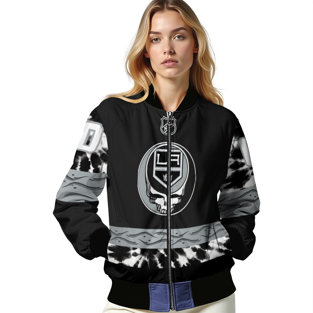 customized los angeles kings skull stripe black bomber jacket latest model customized los angeles kings skull stripe black bomber jacket latest model