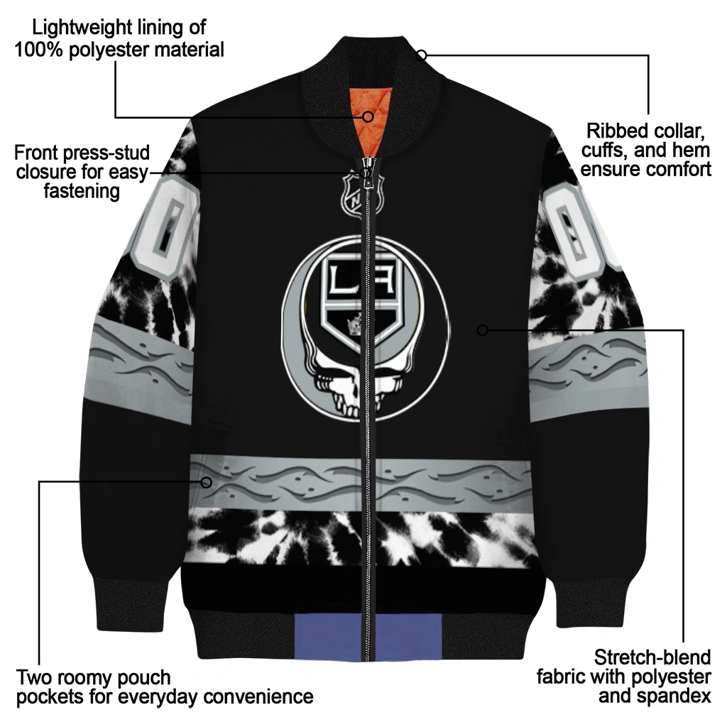 customized los angeles kings skull stripe black bomber jacket new arrival customized los angeles kings skull stripe black bomber jacket new arrival
