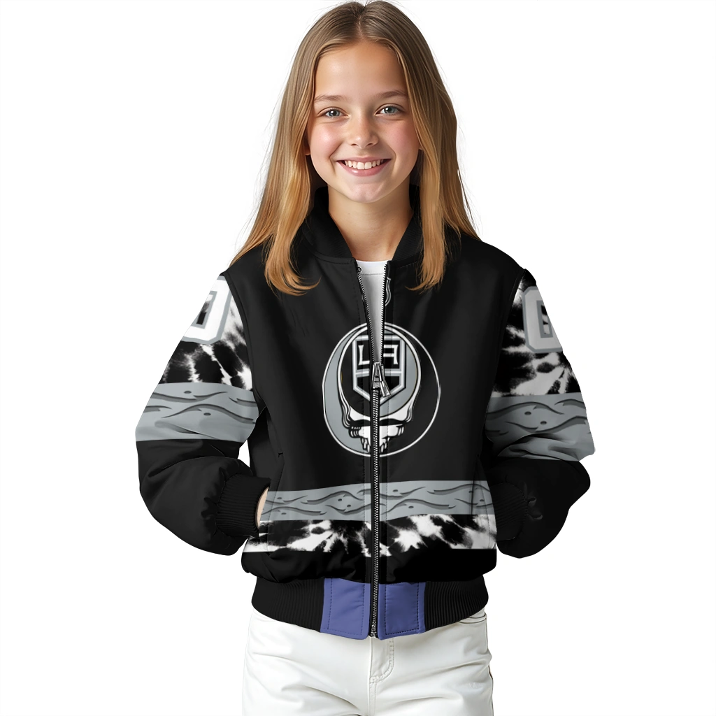 customized los angeles kings skull stripe black bomber jacket top rated customized los angeles kings skull stripe black bomber jacket top rated