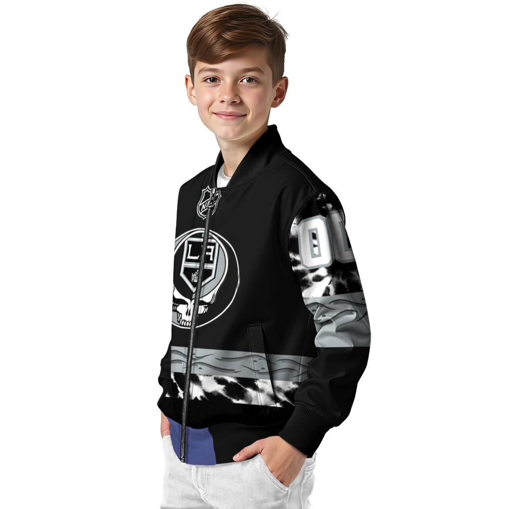 customized los angeles kings skull stripe black bomber jacket trendy customized los angeles kings skull stripe black bomber jacket trendy