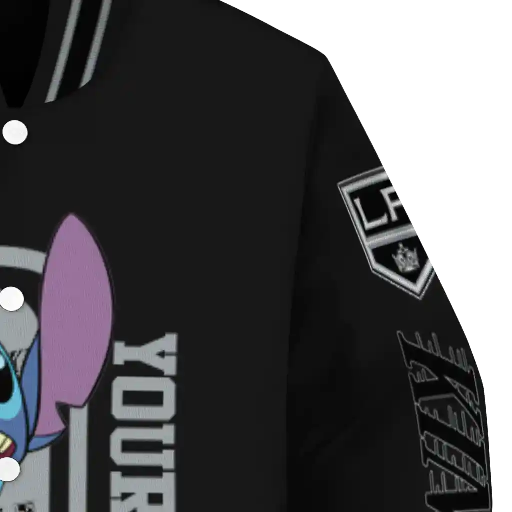 customized los angeles kings stitch laughing black varsity jacket premium grade customized los angeles kings stitch laughing black varsity jacket premium grade