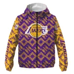 customized los angeles lakers trellis mesh purple windbreaker jacket best selling