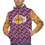 customized los angeles lakers trellis mesh purple windbreaker jacket best selling