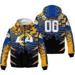 customized los angeles rams brick motion blue black windbreaker jacket best selling
