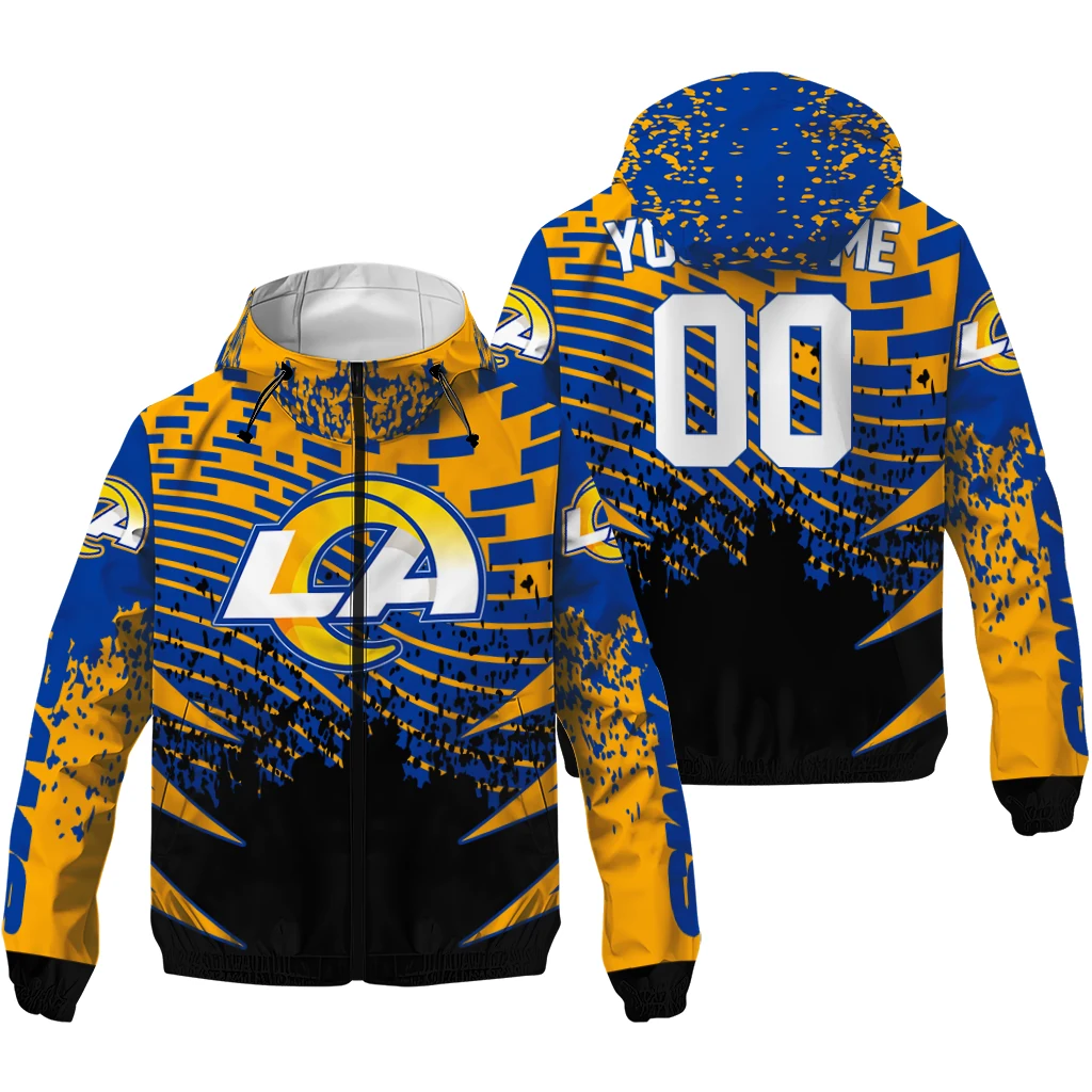 customized los angeles rams brick motion blue black windbreaker jacket high quality customized los angeles rams brick motion blue black windbreaker jacket high quality