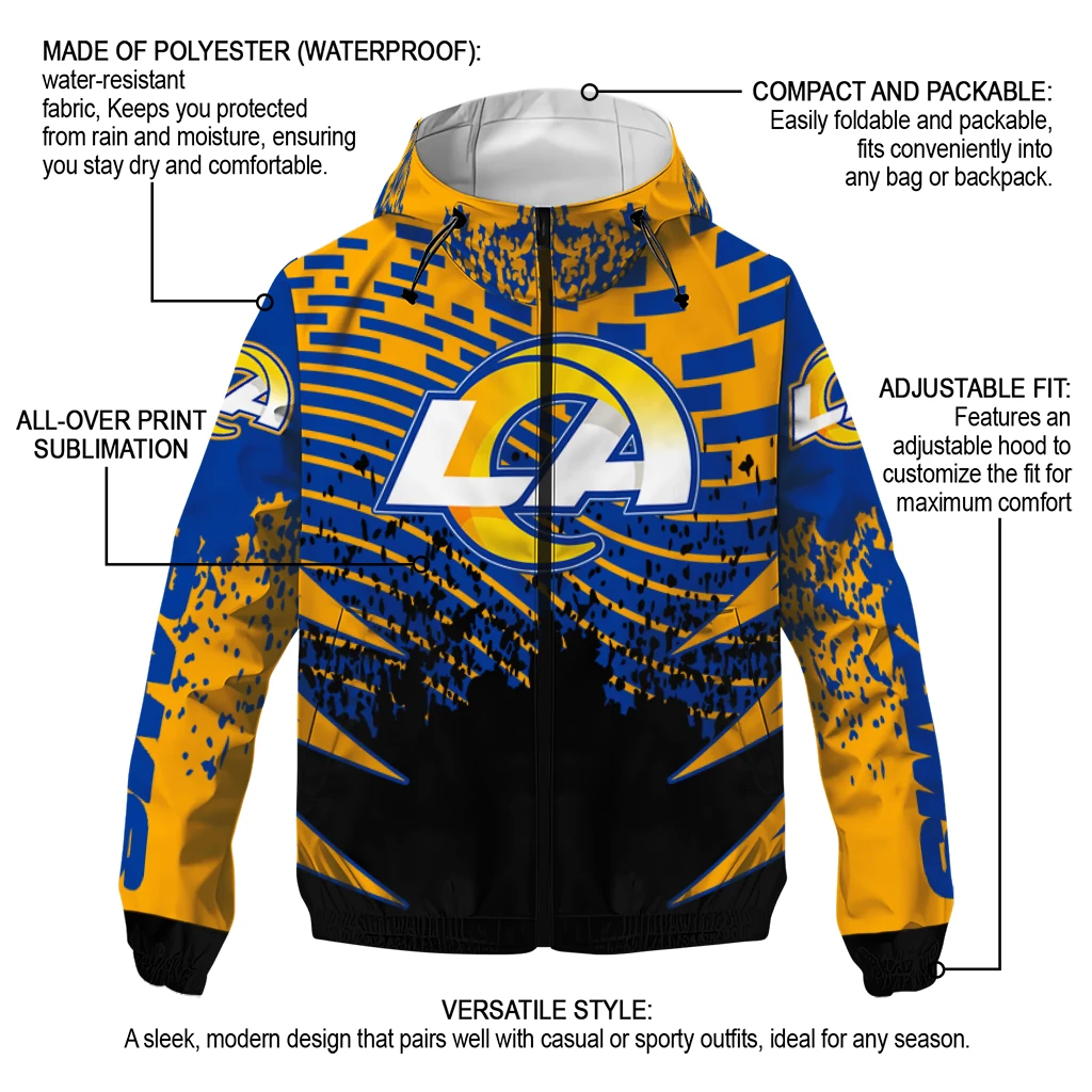 customized los angeles rams brick motion blue black windbreaker jacket new arrival customized los angeles rams brick motion blue black windbreaker jacket new arrival