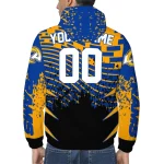 customized los angeles rams brick motion blue black windbreaker jacket best selling