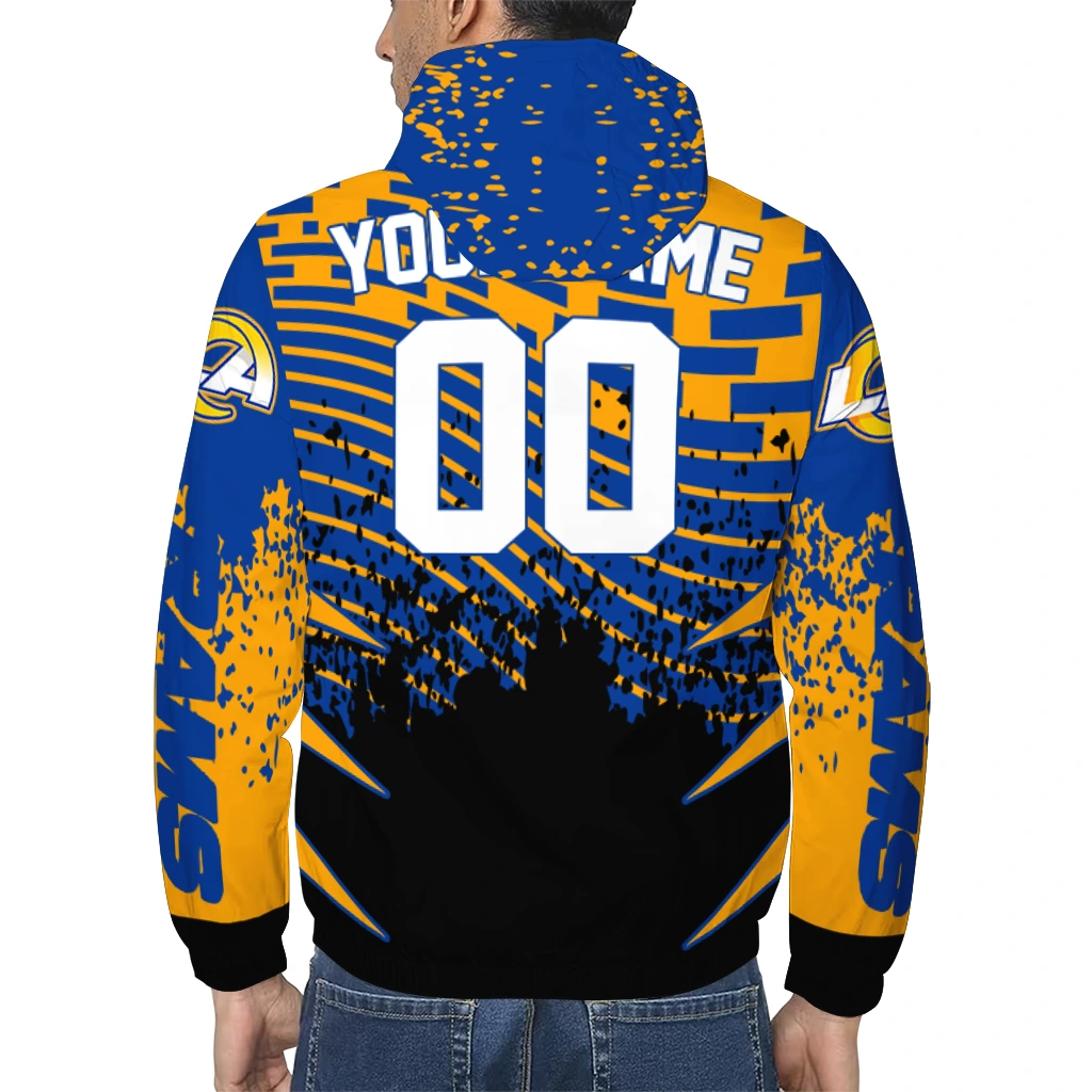 customized los angeles rams brick motion blue black windbreaker jacket trendy customized los angeles rams brick motion blue black windbreaker jacket trendy