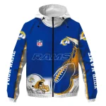 customized los angeles rams football rush blue white windbreaker jacket best selling