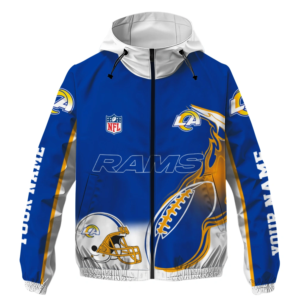 customized los angeles rams football rush blue white windbreaker jacket best selling customized los angeles rams football rush blue white windbreaker jacket best selling