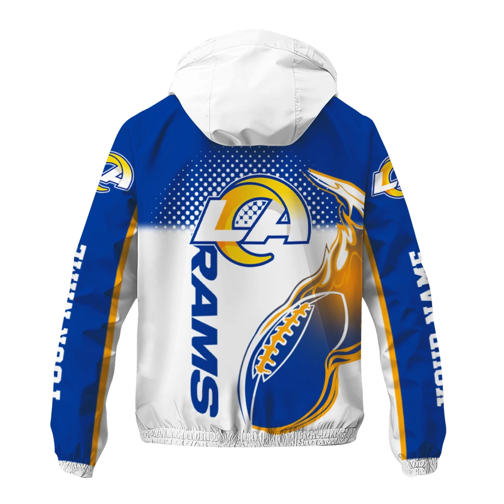 customized los angeles rams football rush blue white windbreaker jacket fashion forward customized los angeles rams football rush blue white windbreaker jacket fashion forward