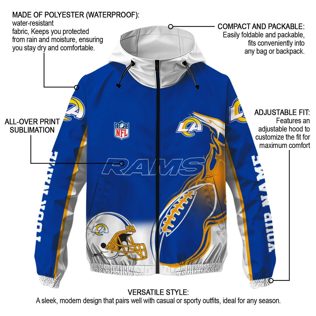 customized los angeles rams football rush blue white windbreaker jacket new arrival customized los angeles rams football rush blue white windbreaker jacket new arrival