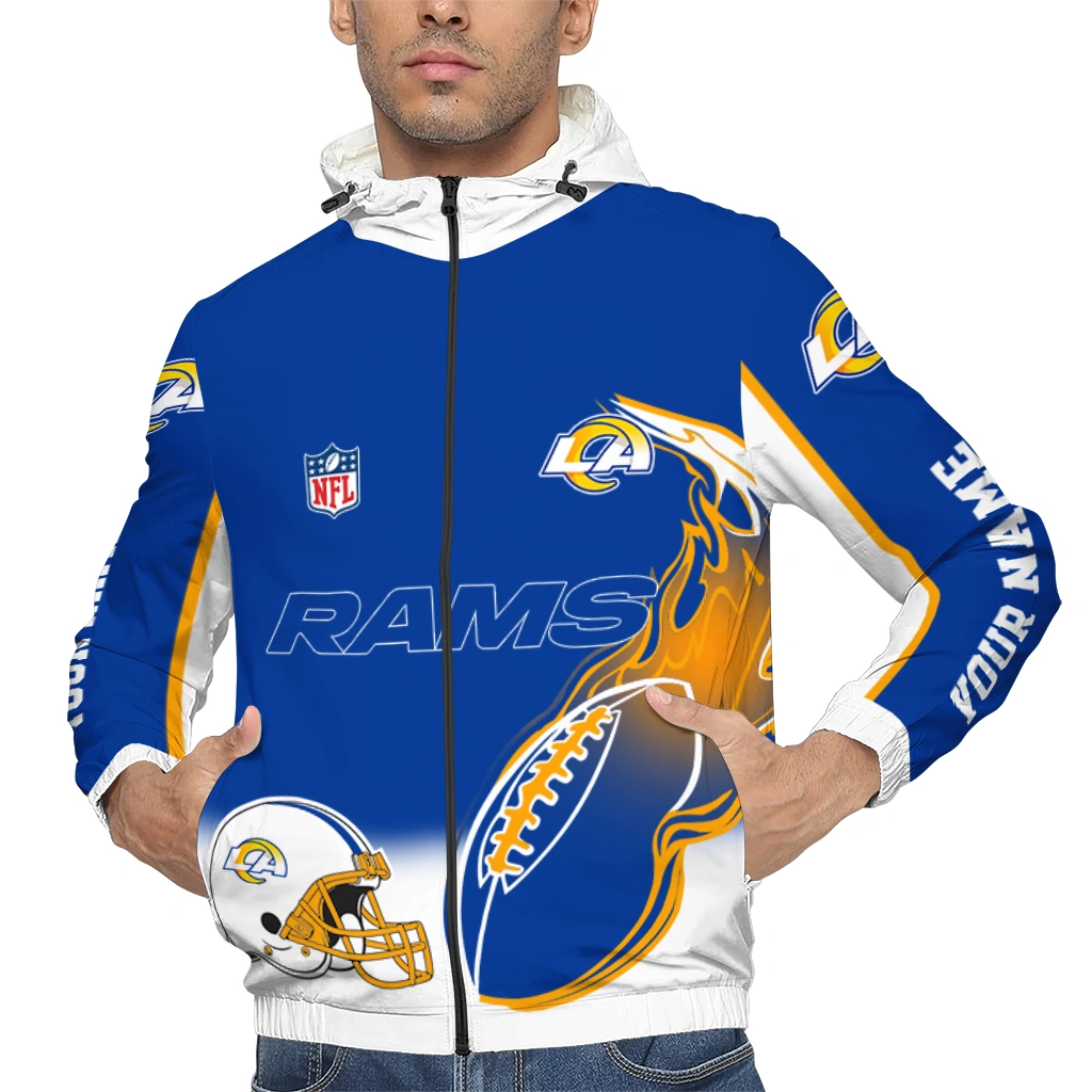 customized los angeles rams football rush blue white windbreaker jacket top rated customized los angeles rams football rush blue white windbreaker jacket top rated