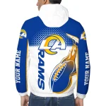 customized los angeles rams football rush blue white windbreaker jacket best selling