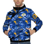 customized los angeles rams shark art blue windbreaker jacket best selling