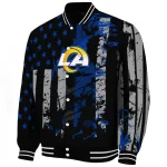customized los angeles rams star stripes blue black varsity jacket best selling
