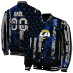 customized los angeles rams star stripes blue black varsity jacket best selling