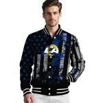 customized los angeles rams star stripes blue black varsity jacket best selling