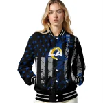 customized los angeles rams star stripes blue black varsity jacket best selling