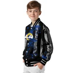 customized los angeles rams star stripes blue black varsity jacket best selling