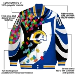 customized los angeles rams stars and stripes slashes blue varsity jacket best selling