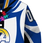 customized los angeles rams stars and stripes slashes blue varsity jacket best selling