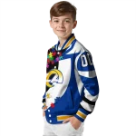 customized los angeles rams stars and stripes slashes blue varsity jacket best selling