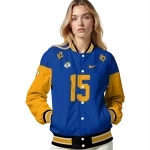 customized los angeles rams team patch blue varsity jacket best selling