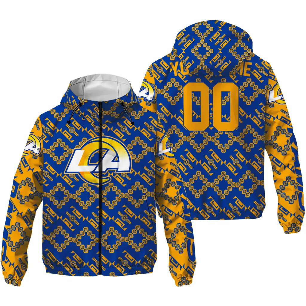 customized los angeles rams trellis mesh blue windbreaker jacket high quality customized los angeles rams trellis mesh blue windbreaker jacket high quality