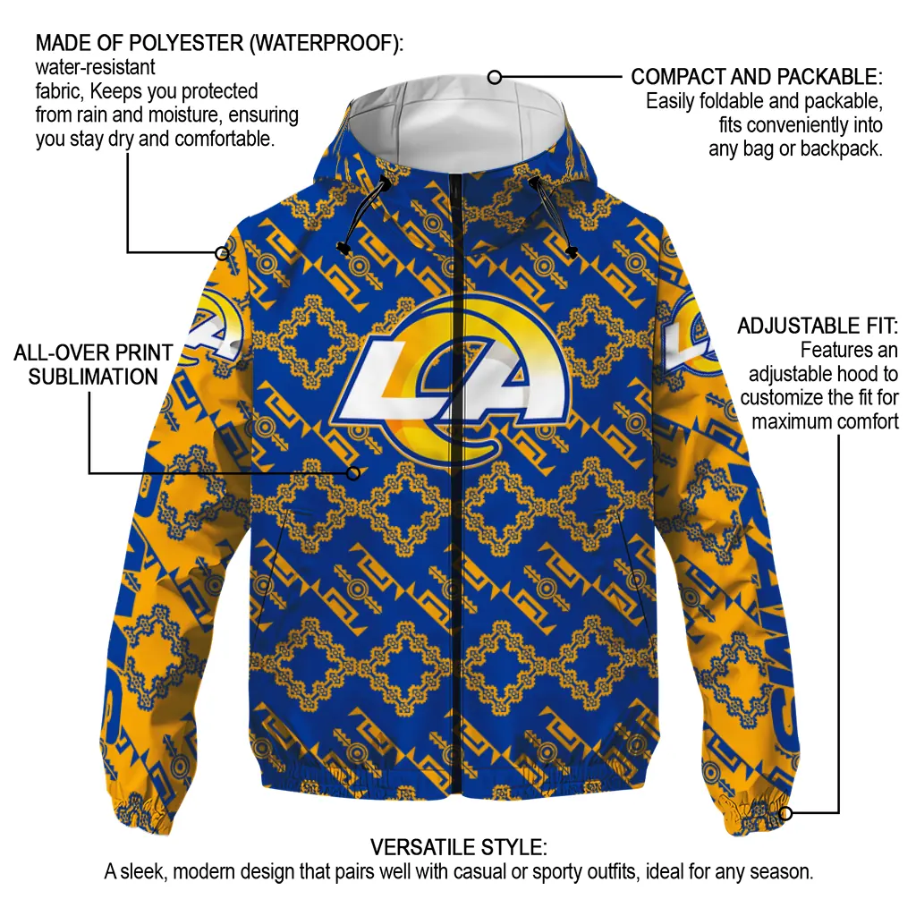 customized los angeles rams trellis mesh blue windbreaker jacket new arrival customized los angeles rams trellis mesh blue windbreaker jacket new arrival