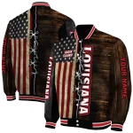 customized louisiana ragin cajuns flag wood brown varsity jacket best selling