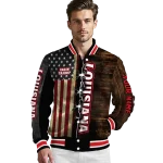 customized louisiana ragin cajuns flag wood brown varsity jacket best selling