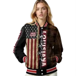 customized louisiana ragin cajuns flag wood brown varsity jacket best selling