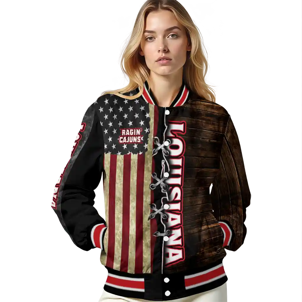 customized louisiana ragin cajuns flag wood brown varsity jacket latest model customized louisiana ragin cajuns flag wood brown varsity jacket latest model