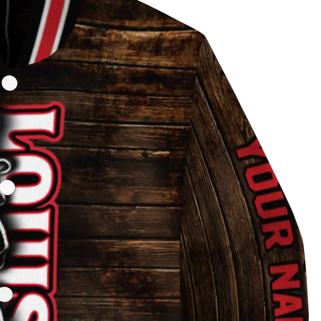 customized louisiana ragin cajuns flag wood brown varsity jacket premium grade customized louisiana ragin cajuns flag wood brown varsity jacket premium grade