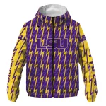 customized lsu tigers lightning strike grid purple windbreaker jacket best selling