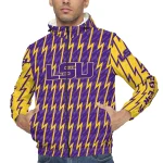 customized lsu tigers lightning strike grid purple windbreaker jacket best selling