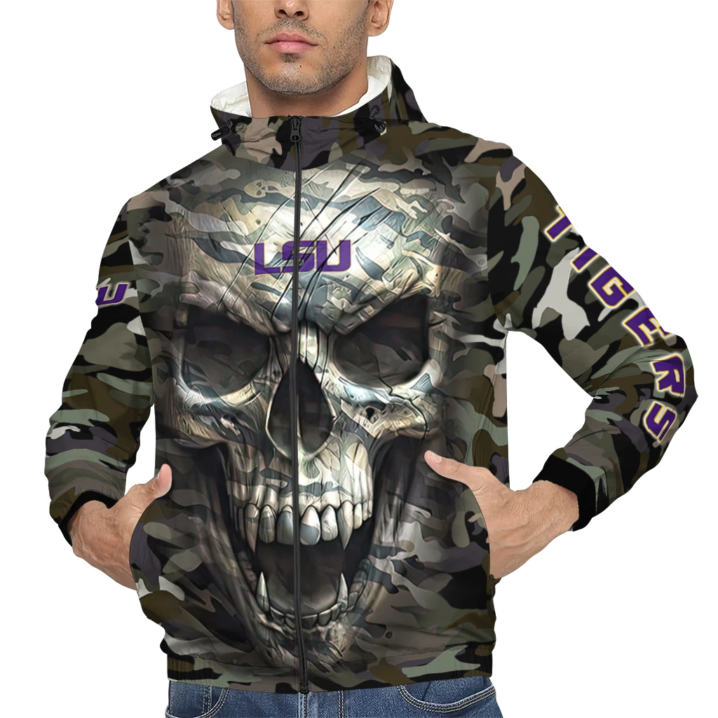 customized lsu tigers skull camo camouflage windbreaker jacket top rated customized lsu tigers skull camo camouflage windbreaker jacket top rated